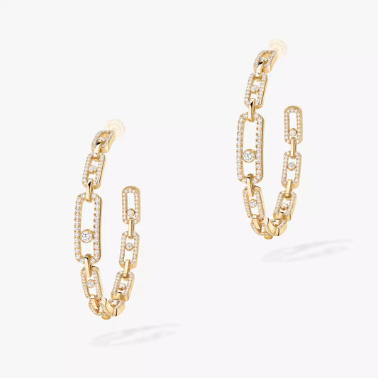 [[Renovia Jewelry]Move Link Diamond Hoop Earrings