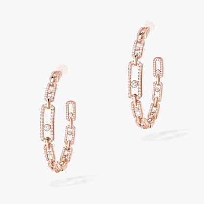 [[Renovia Jewelry]Move Link Diamond Hoop Earrings