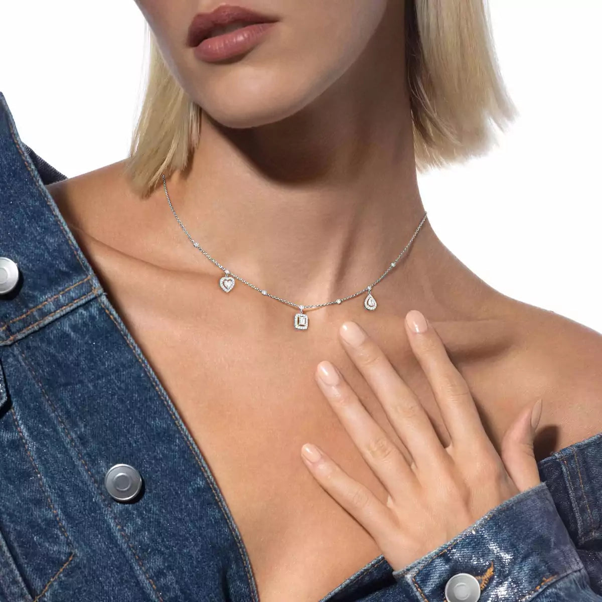 [Renovia Jewelry]My Twin Diamond Necklace in Silver