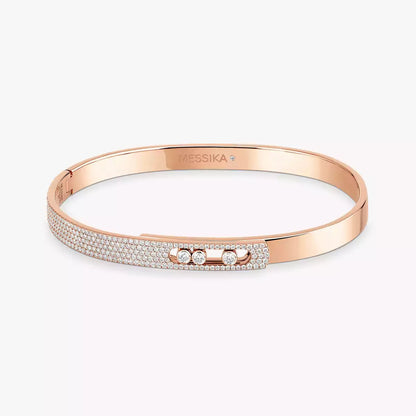 [Renovia Jewelry]Move Noa Rose Gold Pavé Diamond Bangle Bracelet