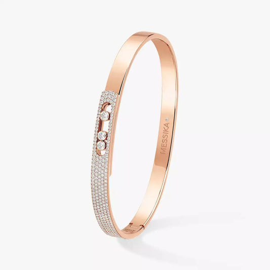 [Renovia Jewelry]Move Noa Rose Gold Pavé Diamond Bangle Bracelet
