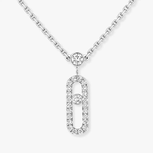 [Renovia Jewelry]2 Rows Rose Gold Diamond Pave_ Necklace Move Uno
