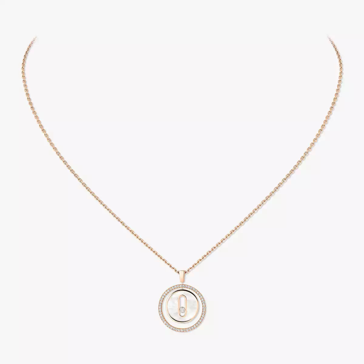 [Renovia Jewelry]Lucky Move Diamond Necklace in Rose Gold and White Mother-of-Pearl
