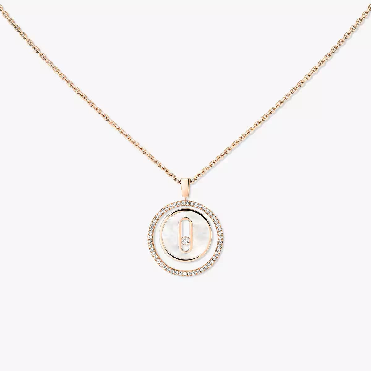 [Renovia Jewelry]Lucky Move Diamond Necklace in Rose Gold and White Mother-of-Pearl