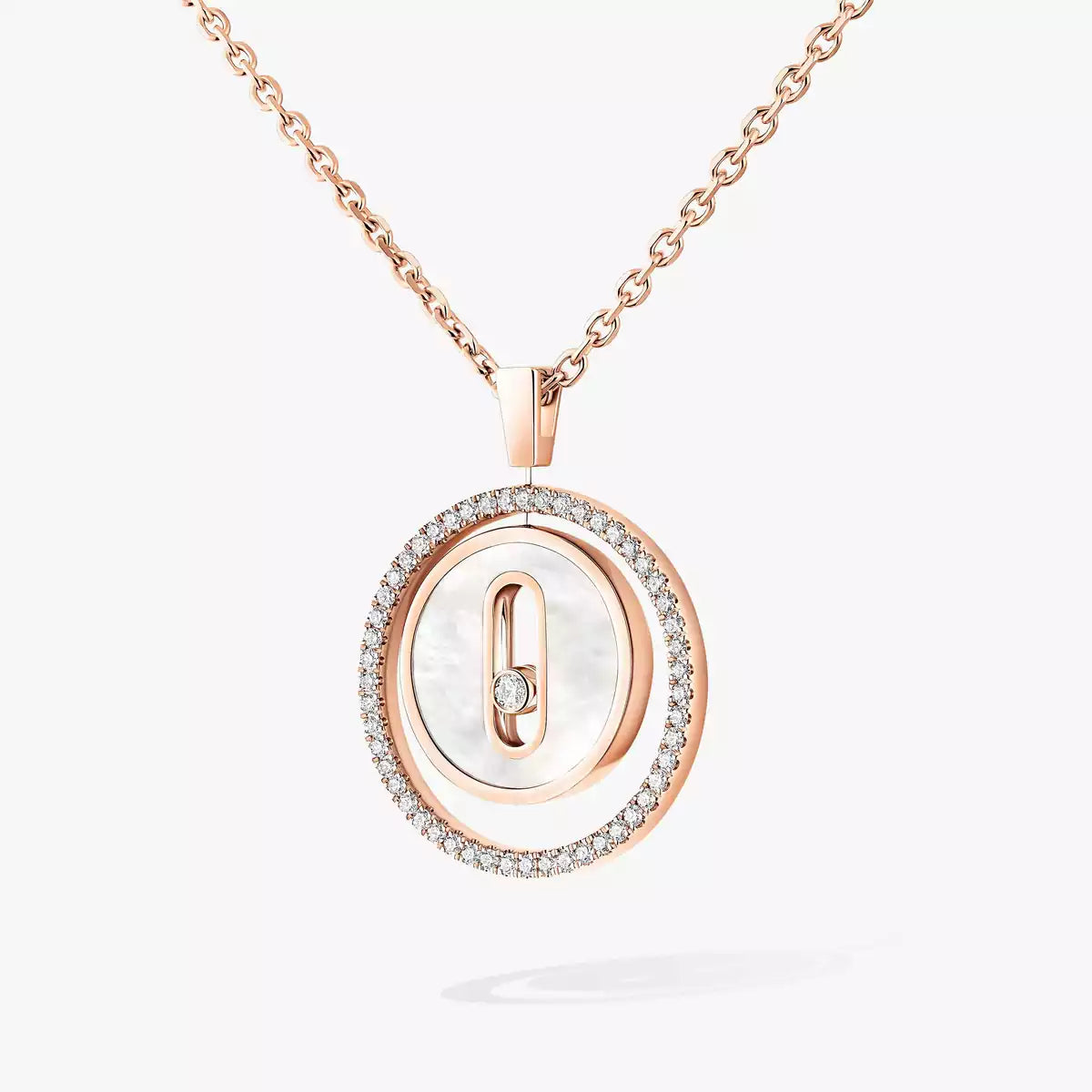 [Renovia Jewelry]Lucky Move Diamond Necklace in Rose Gold and White Mother-of-Pearl