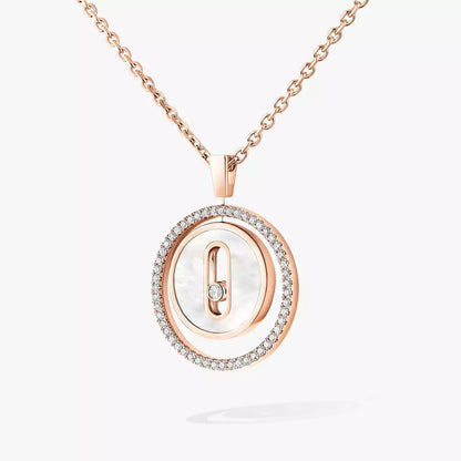 [Renovia Jewelry]Lucky Move Diamond Necklace in Rose Gold and White Mother-of-Pearl
