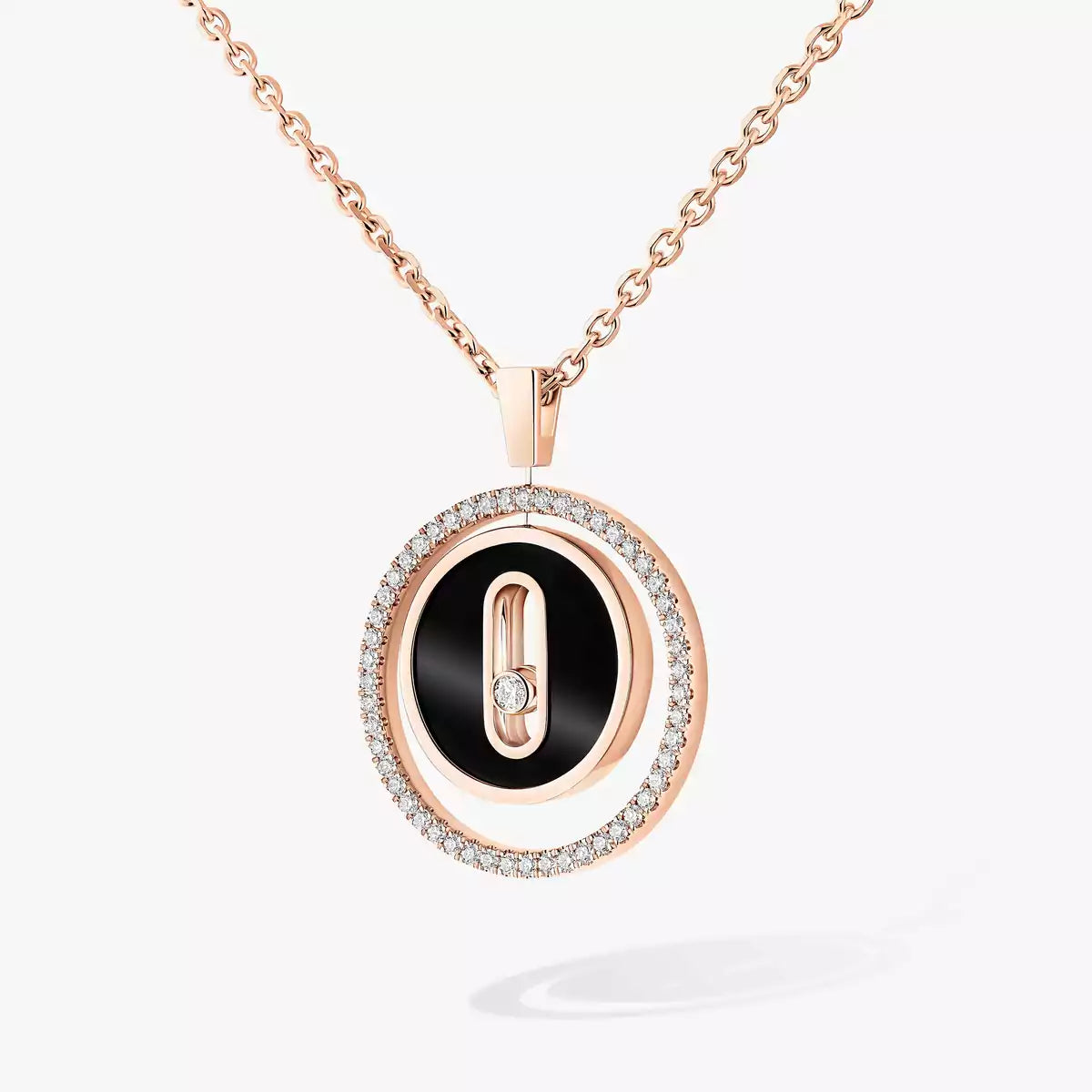 [Renovia Jewelry]Lucky Move Diamond Necklace in Rose Gold and White Mother-of-Pearl