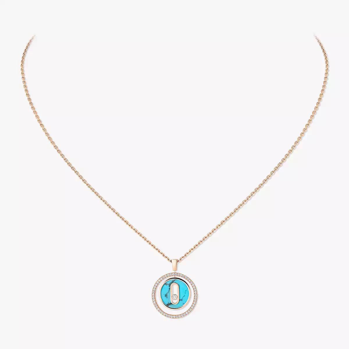 [Renovia Jewelry]Lucky Move Diamond Necklace in Rose Gold and White Mother-of-Pearl