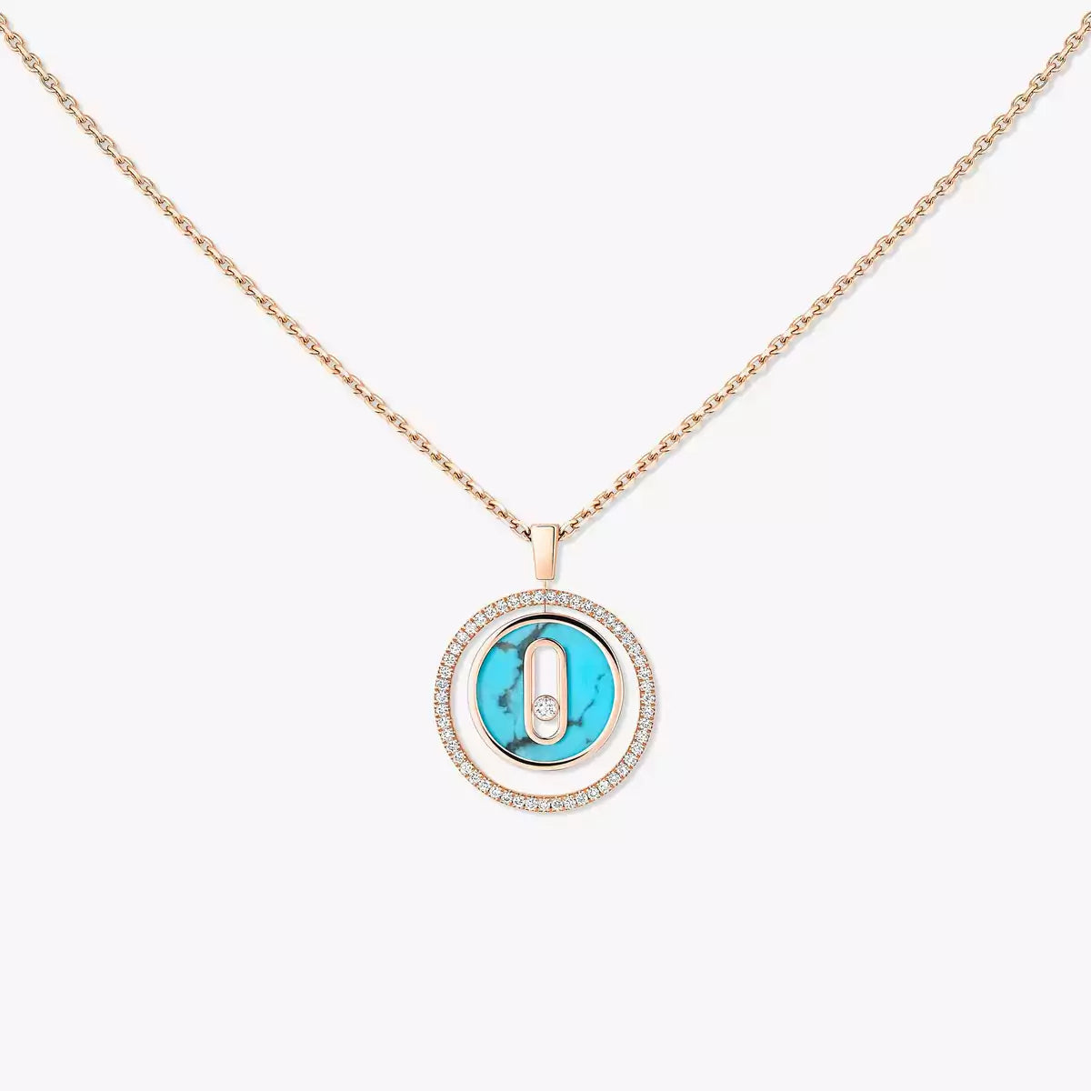 [Renovia Jewelry]Lucky Move Diamond Necklace in Rose Gold and White Mother-of-Pearl