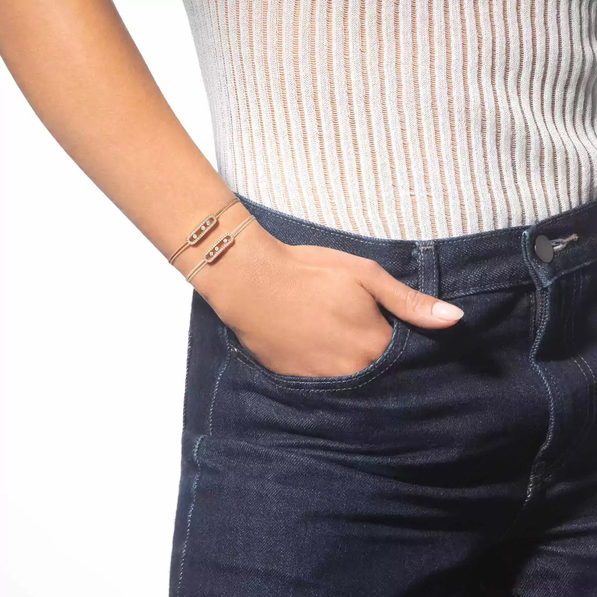 [Renovia Jewelry]MK Care(s) pink cord pavé bracelet