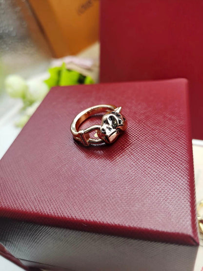 [Renovia Jewelry]LEOPARD-HEAD LEOPARD-PRINT COUPLE RING