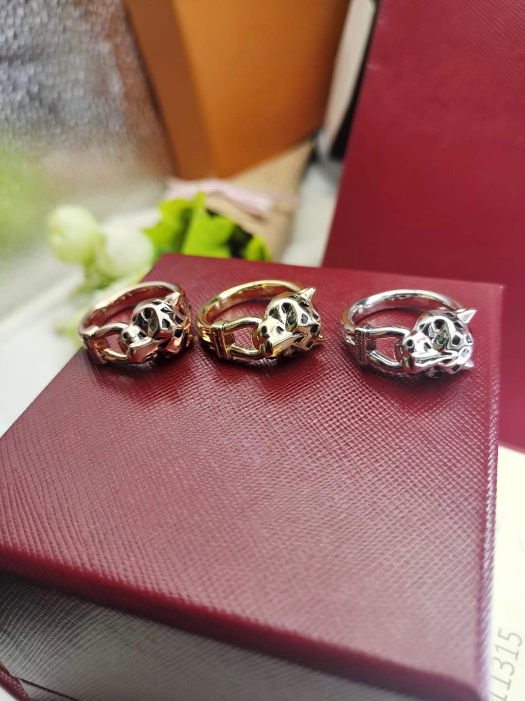 [Renovia Jewelry]LEOPARD-HEAD LEOPARD-PRINT COUPLE RING