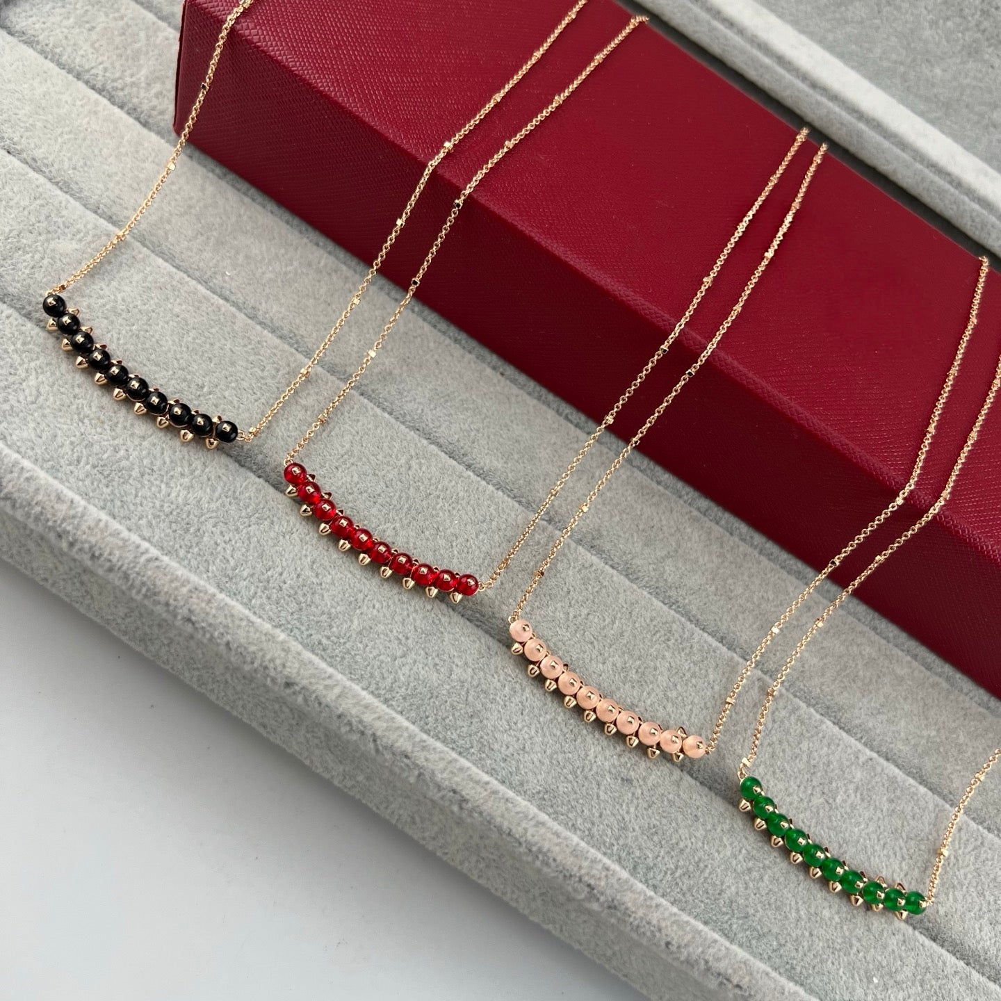 [Renovia Jewelry]NEW STUD COLORED GEM PENDANT NECKLACE