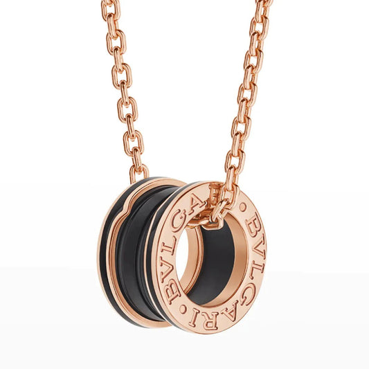 [Renovia Jewelry]ZERO 1 BLACK CERAMIC PINK GOLD NECKLACE