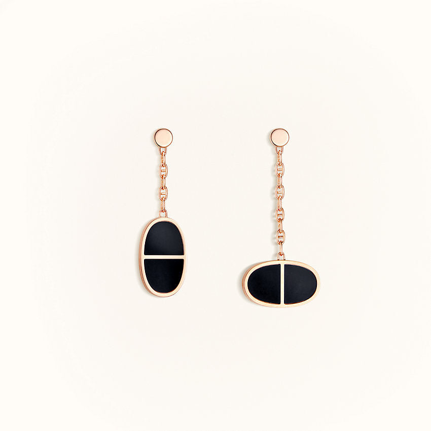 [Renovia Jewelry]CHAINE VERSO BLACK CERAMIC EARRINGS