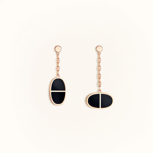 [Renovia Jewelry]CHAINE VERSO BLACK CERAMIC EARRINGS