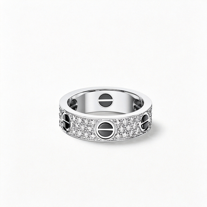 [Renovia Jewelry]LOVE RING 5.5MM DIAMONDS PAVED CERAMIC
