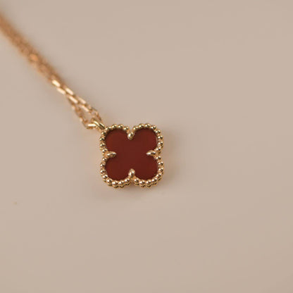 [Renovia Jewelry]CLOVER MINI 9.5MM WHITE CARNELIANS NECKLACE