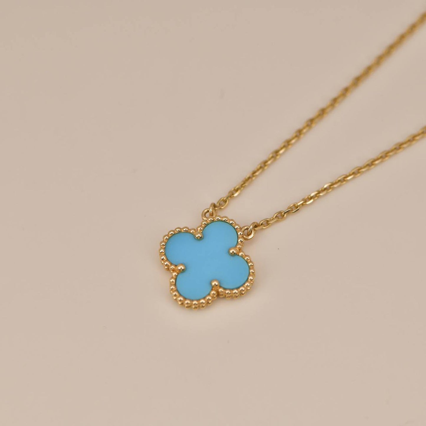 [Renovia Jewelry]CLOVER 15MM VINTAGE TURQUOISE NECKLACE