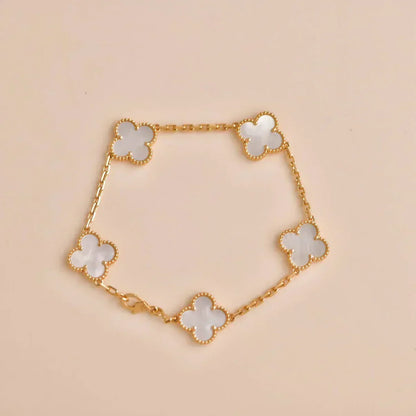 [Renovia Jewelry]CLOVER WHITE PEARL MOP 5 MOTIF BRACELET COLLECTION