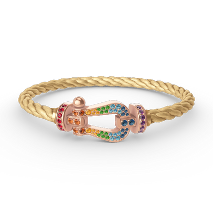 [Renovia Jewelry]FORCE LARGE HORSESHOE  COLORED DIAMOND BRACELET ROSE GOLD