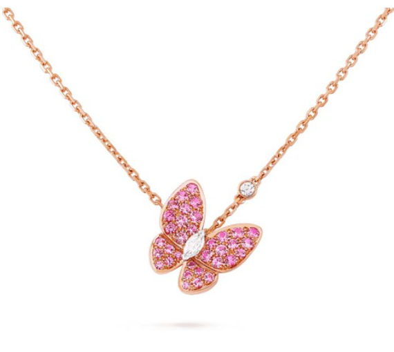 [Renovia Jewelry]BUTTERFLY RED DIAMOND ROSE GOLD NECKLACE