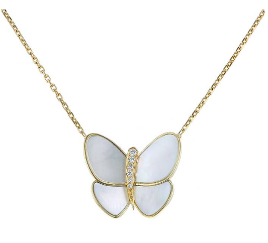 [Renovia Jewelry]BUTTERFLY GOLD MOP DIAMOND NECKLACE
