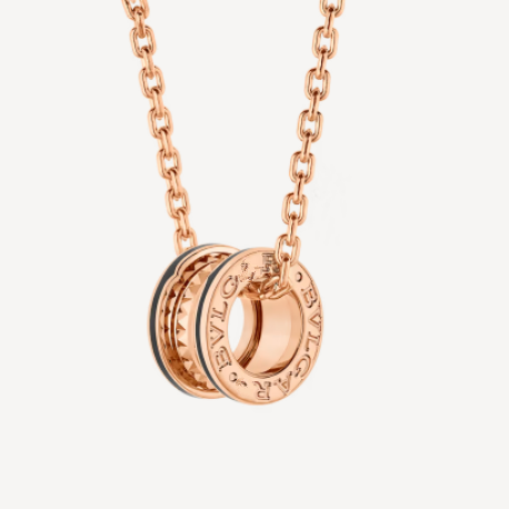 [Renovia Jewelry]ZERO 1 ROCK PEDANT PINK GOLD BLACK NECKLACE