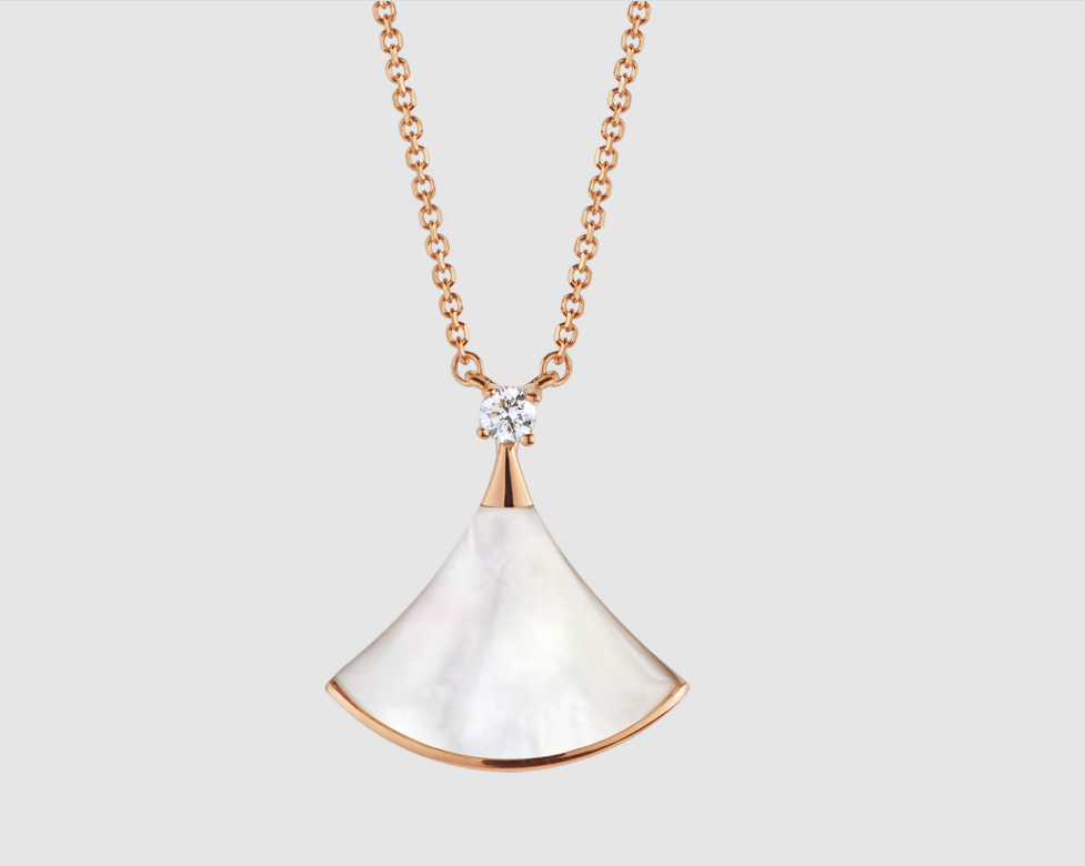 [Renovia Jewelry]DREAM NECKLACE WHITE MOP PINK GOLD 1 DIAMOND