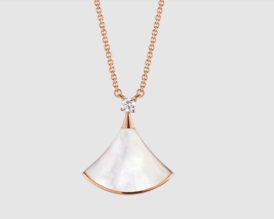 [Renovia Jewelry]DREAM NECKLACE WHITE MOP PINK GOLD 1 DIAMOND