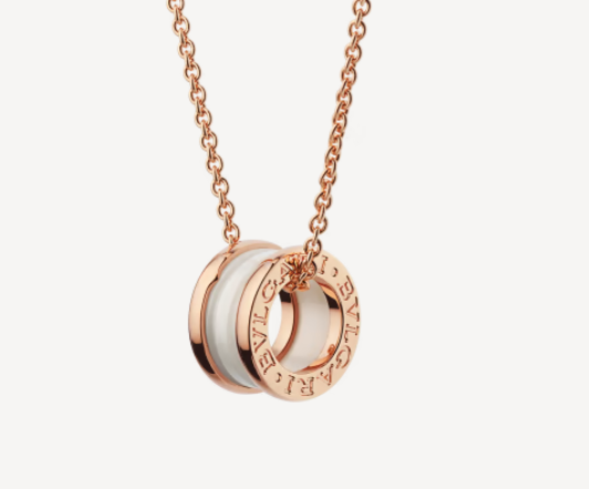 [Renovia Jewelry]ZERO 1 WHITE CERAMIC PINK GOLD NECKLACE