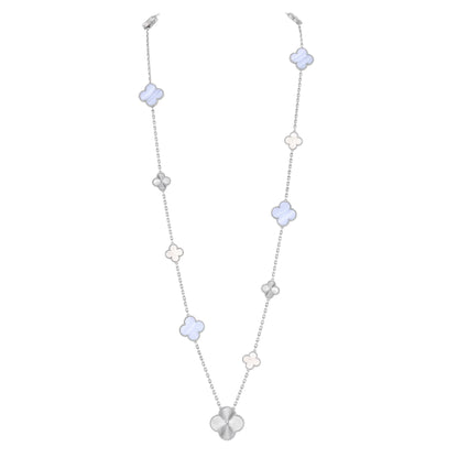 [Renovia Jewelry]DETACHABLE CLOVER 15(11+4) FLOWER SILVER NECKLACE SET
