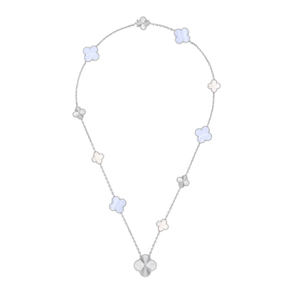 [Renovia Jewelry]DETACHABLE CLOVER 15(11+4) FLOWER SILVER NECKLACE SET