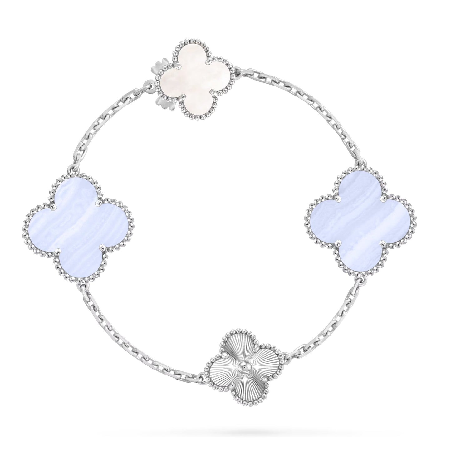 [Renovia Jewelry]DETACHABLE CLOVER 15(11+4) FLOWER SILVER NECKLACE SET