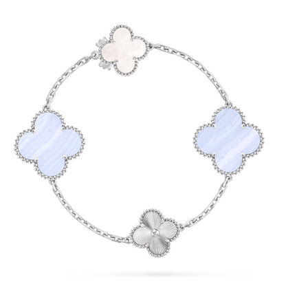 [Renovia Jewelry]DETACHABLE CLOVER 15(11+4) FLOWER SILVER NECKLACE SET
