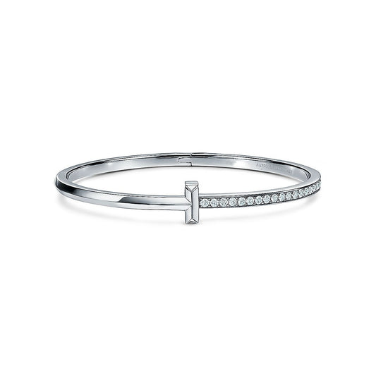 [Renovia Jewelry]NARROW T1 HINGED BANGLE DIAMOND SILVER