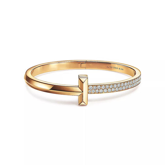 [Renovia Jewelry]T1 WIDE DIAMOND HINGED BANGLE PINK GOLD