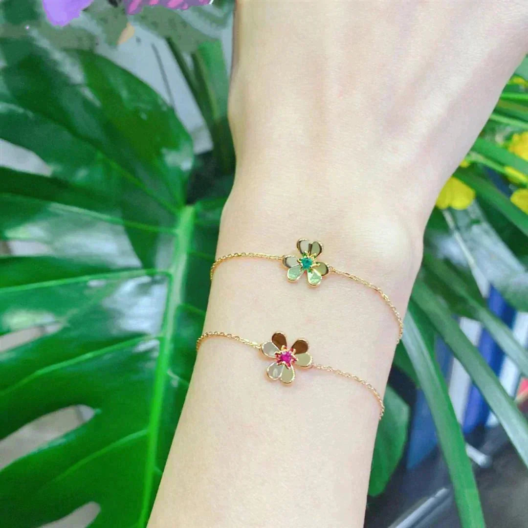 [Renovia Jewelry]FRIVOLE GOLD FLOWER PINK MALACHITE BRACELET