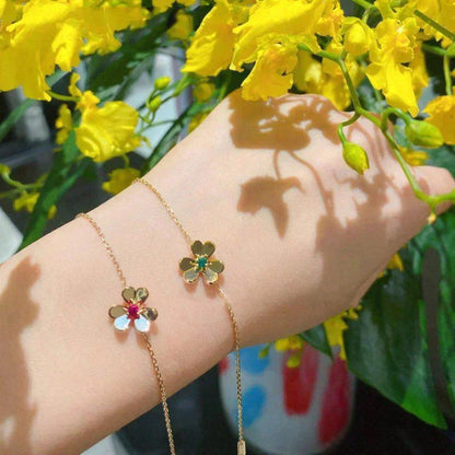[Renovia Jewelry]FRIVOLE GOLD FLOWER PINK MALACHITE BRACELET
