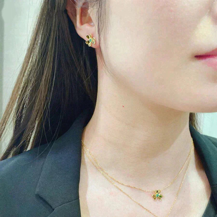 [Renovia Jewelry]FRIVOLE  FLOWER MALACHITE EARRINGS
