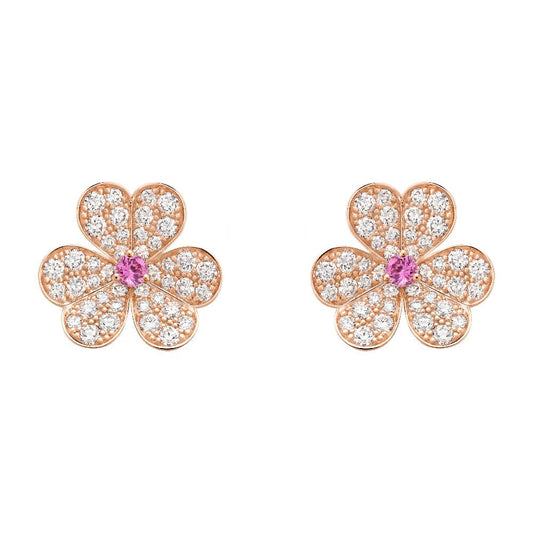 [Renovia Jewelry]FRIVOLE PINK GOLD FLOWER DIAMOND EARRINGS