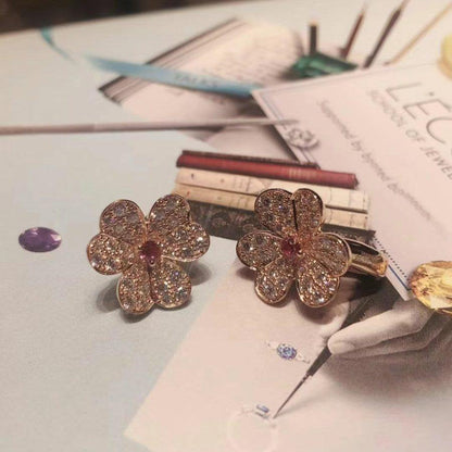 [Renovia Jewelry]FRIVOLE PINK GOLD FLOWER DIAMOND EARRINGS