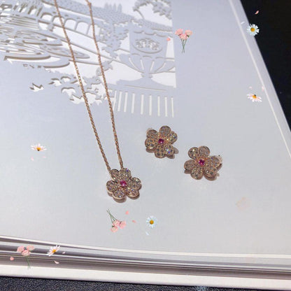 [Renovia Jewelry]FRIVOLE ROSE GOLD FLOWER DIAMOND NECKLACE