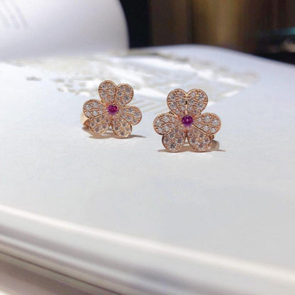 [Renovia Jewelry]FRIVOLE PINK GOLD FLOWER DIAMOND EARRINGS