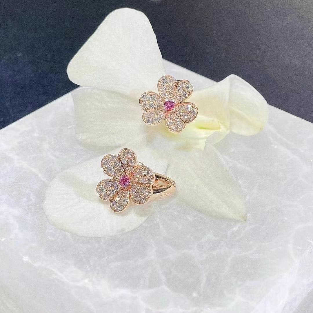 [Renovia Jewelry]FRIVOLE PINK GOLD FLOWER DIAMOND EARRINGS