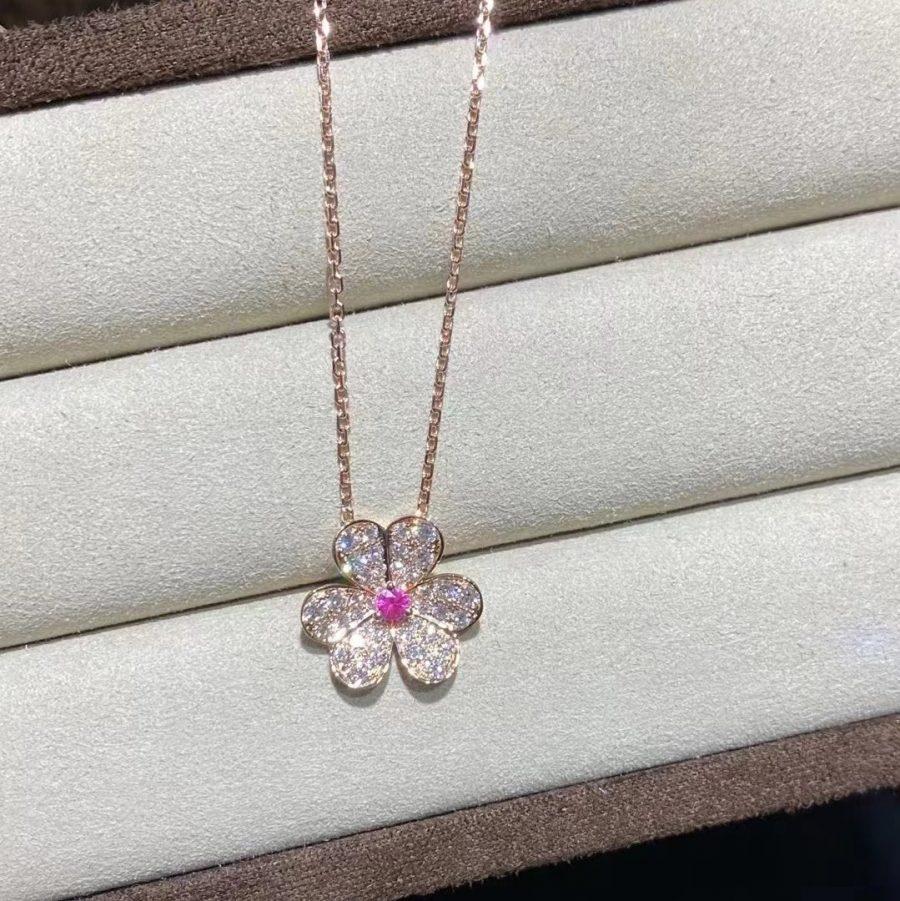 [Renovia Jewelry]FRIVOLE ROSE GOLD FLOWER DIAMOND NECKLACE