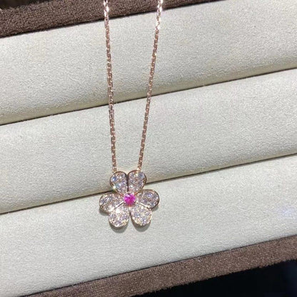 [Renovia Jewelry]FRIVOLE ROSE GOLD FLOWER DIAMOND NECKLACE