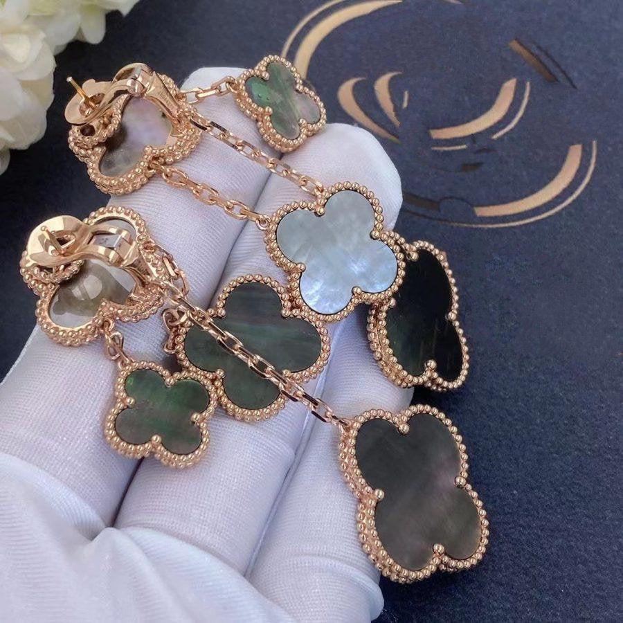 [Renovia Jewelry]CLOVER EARRINGS DARK MOP 4 MOTIFS ROSE GOLD