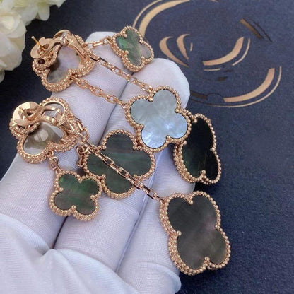 [Renovia Jewelry]CLOVER EARRINGS DARK MOP 4 MOTIFS ROSE GOLD