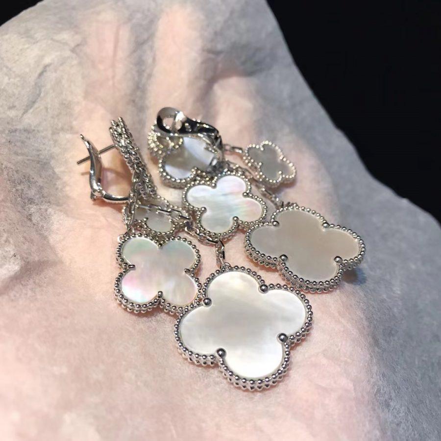 [Renovia Jewelry]CLOVER EARRINGS WHITE MOP 4 MOTIFS SILVER